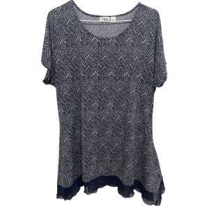 Cato Soft&Stretchy Loose Fit Sheer Hem Short Sleeve Print Tunic