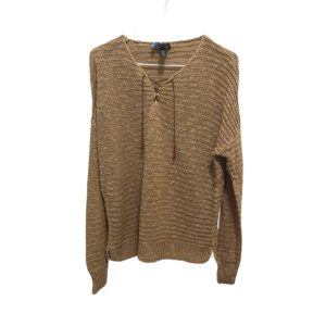 Lauren Jeans Co. V-Neck Textured Knit Linen Pullover Sweater