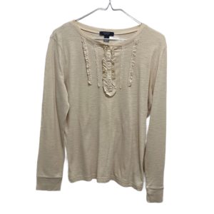 Chaps Ruffle Front Cotton Long Sleeve Shirt