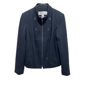 Doncaster Front Zipper Button Trim Lined Blazer