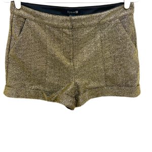 Forever 21 Unique Metallic Gold Cuffed Shorts