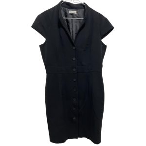 Calvin Klein Button Up V-Neck Cap Sleeves Dress