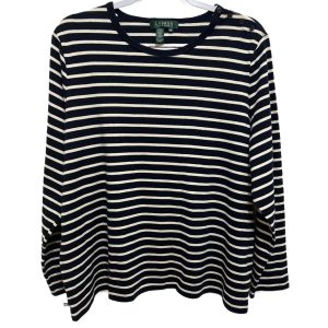 Lauren Ralph Lauren LRL Plus Striped Long Sleeve Pullover