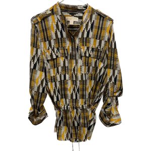 Michael Kors Designer 1/2 Button Up Print Blouse