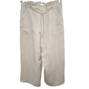 LOFT Baggy High Waist Linen Crop Pants