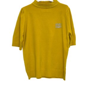 Miu Miu Italalian Rhinestone Logo Cashmere Sweater