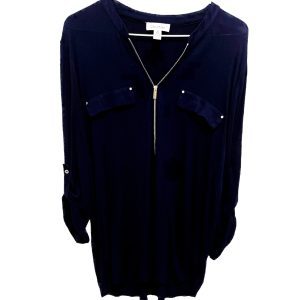 0226 Calvin Klein 1/2 Gold Zipper Long Sleeve Tunic