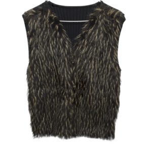 Faux Ostrich Feathers Full Zip Sweater Vest