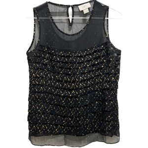 Ann Taylor Loft Gold Sequined Sheer Dressy Sleeveless Top