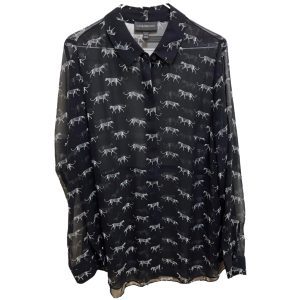 Lane Bryant Plus Animal Print Loose Fit Sheer Dressy Long Sleeve Blouse