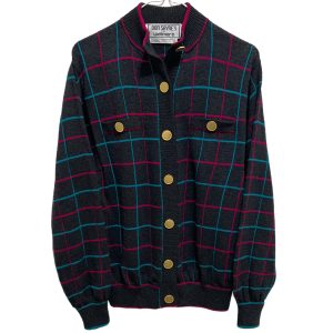 Don Sayer of Wellmore USA 80's Vintage Plaid Wool Cardigan Sweater