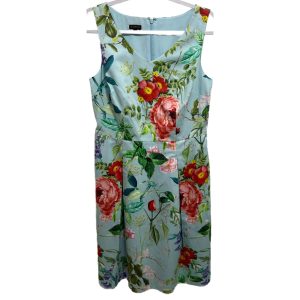 Talbots Floral V-Neck Waisted Lined Sleeveless Dress