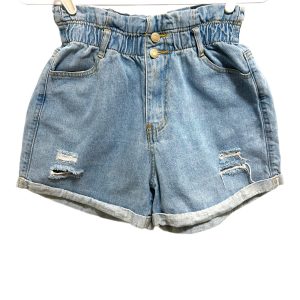Aaron & Amber High Waist Distressed Denim Shorts