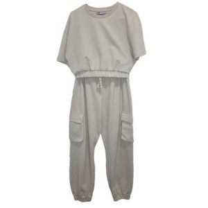 1221 ZARA 2pc Set Short Sleeve Cropped Top and Cargo Jogger Sweats
