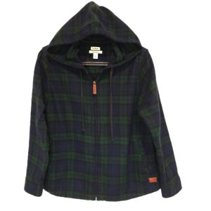 L.L. Bean Relaxed Fit Soft Flannel Plaid Hooded Full Zip Jacket